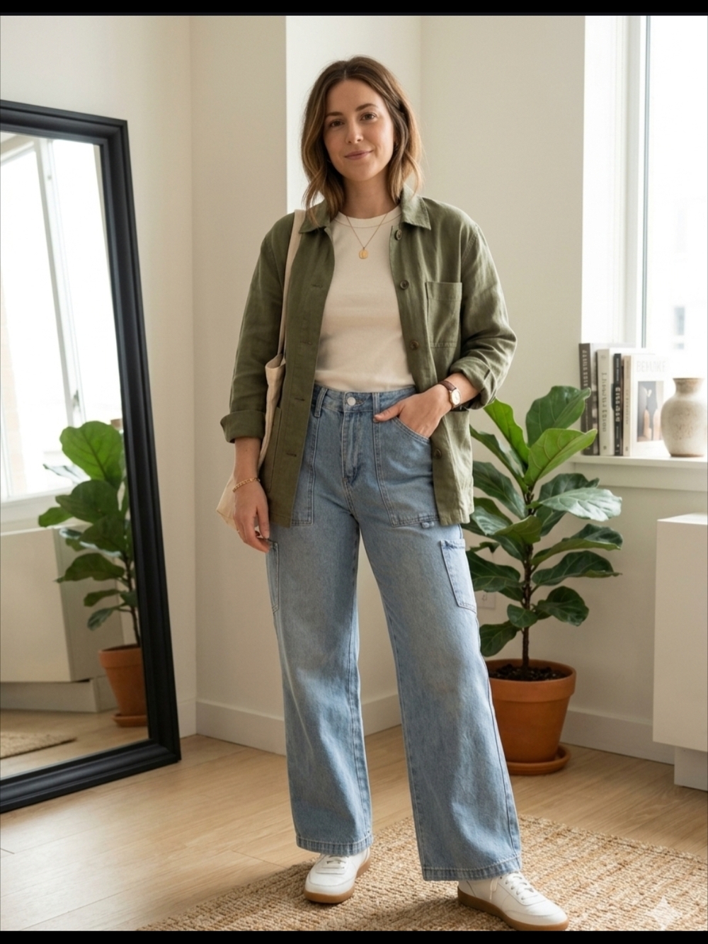 Casual High-Rise Light Blue Wide-Leg Jeans